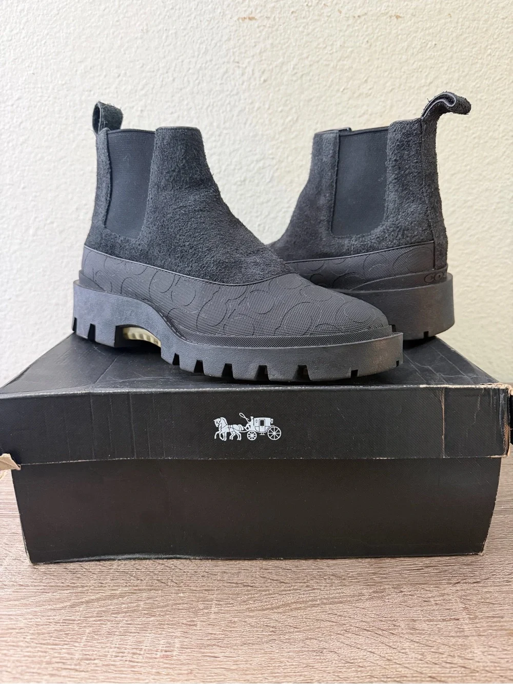 Coach Men's Black Suede Chukka Lug Boots